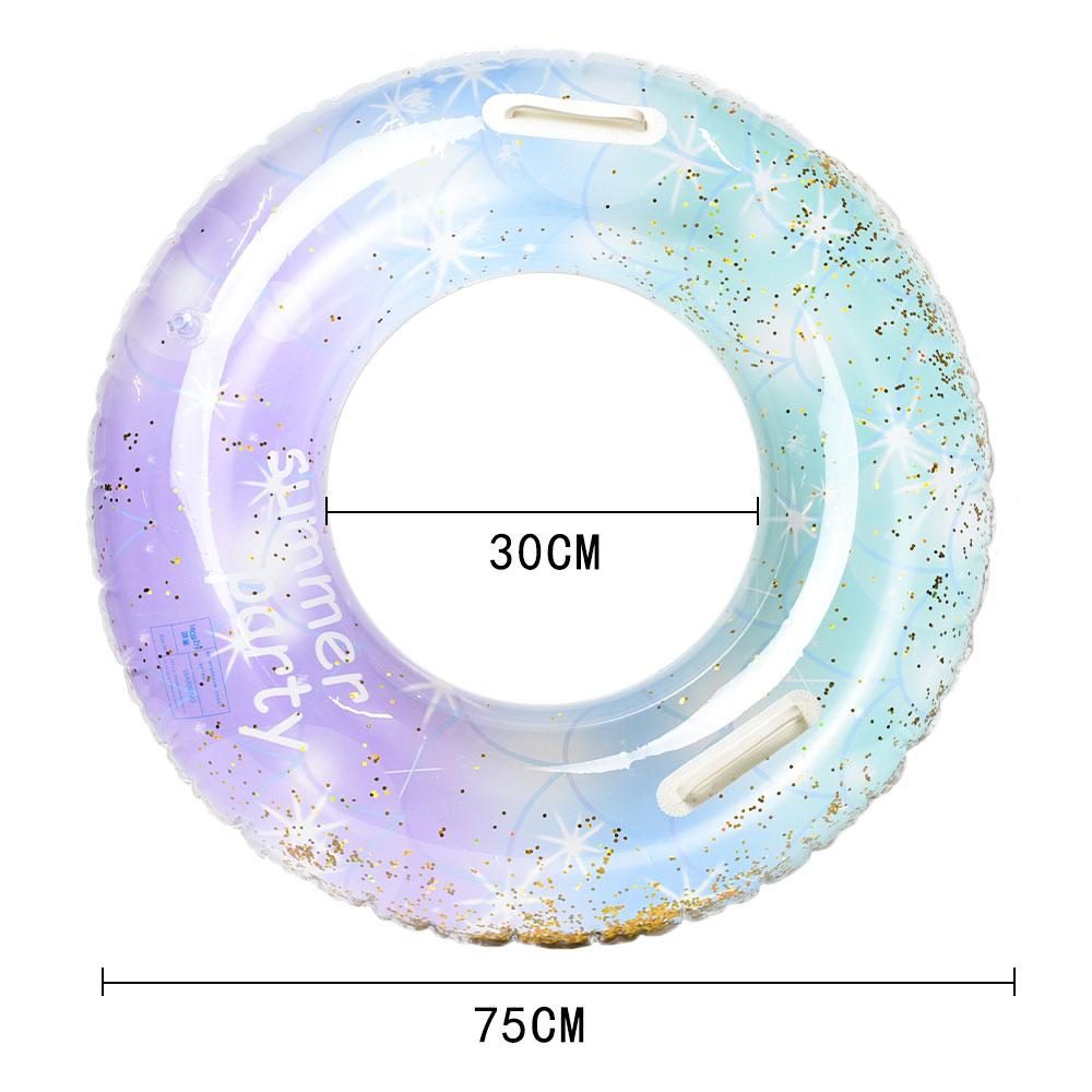 Nafukovací křišťálový průhledný flitrový plavecký prsten Flash plovoucí prsten Záchranný kruh Dárek pro dospělé teen Beach Pool Party Hračka