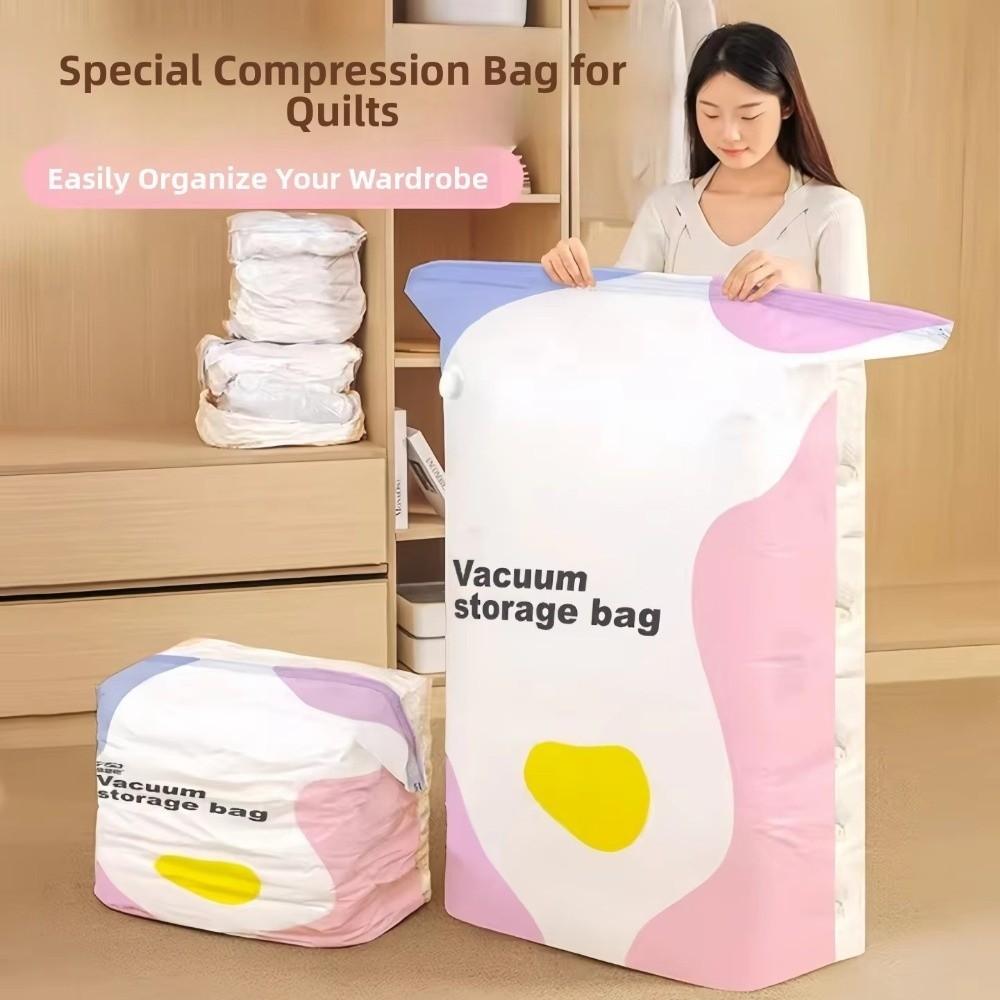 Large Capacity Vacuum Storage Bag No Pump Clothes Blankets Organizer  Travel Accessories