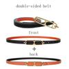 Gold Metal Buckle Double-side Wear Belt For Women Lady Thin PU Leather Adjustable Waist Belts Pants Dress Coat Waistband Straps