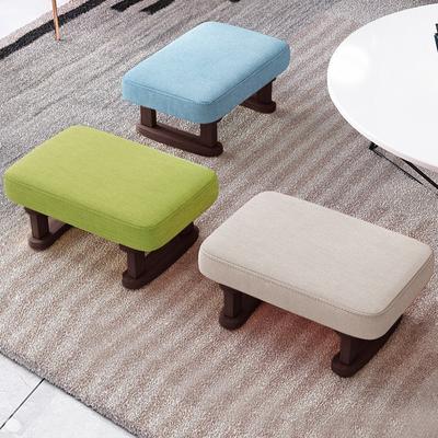 Kreativer niedriger Hocker, kleiner Hocker aus Massivholz, Stoffhocker, Wohnzimmer, einfacher Sofa-Fußhocker, Bank für Erwachsene, Schuhhocker