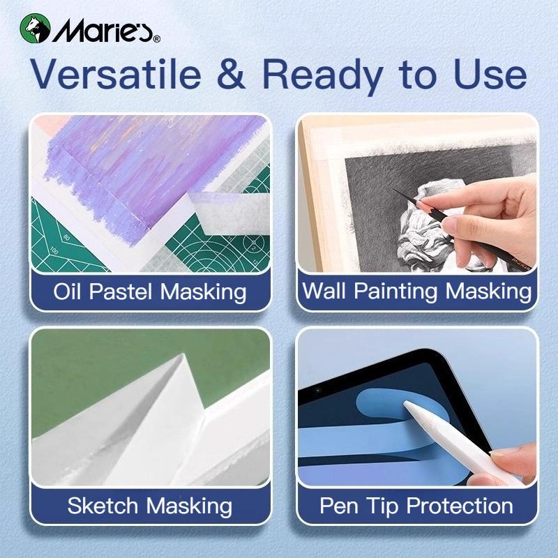 MARIE'S Masking Tape Artist-Grade Masking Tape for Fine Arts Students Tear-by-Hand Masking Tape for White Space Preservation