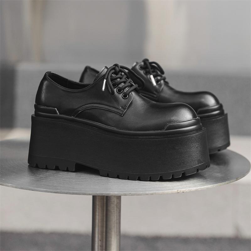 Thick Sole Heightening 10Cm Derby Shoes Men'S British Style Casual Muffin Shoes Niche Big Head Leather Shoes 66645-J