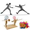 Balloon Bamboo Man Battle Handmade Wooden Fencing Puppets Wooden Bots Battle Game Two-Player Fast-Paced Balloon Battle Game 5
