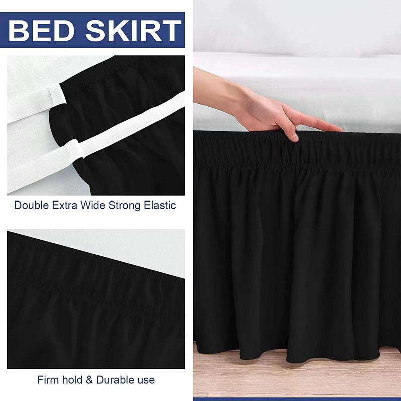 Top Selling Affordable Solid Color Wrap Around Ruffled Bed Skirt with Strong Elastic -Fade Resistant Fabric 15 Inch High