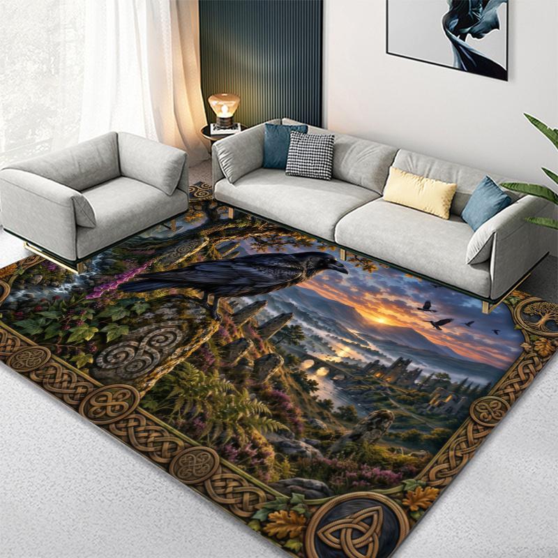 Raven Carpet Rug for Living Room Bedroom Home Sofa Decoration,Kids play Non-slip Floor Mat