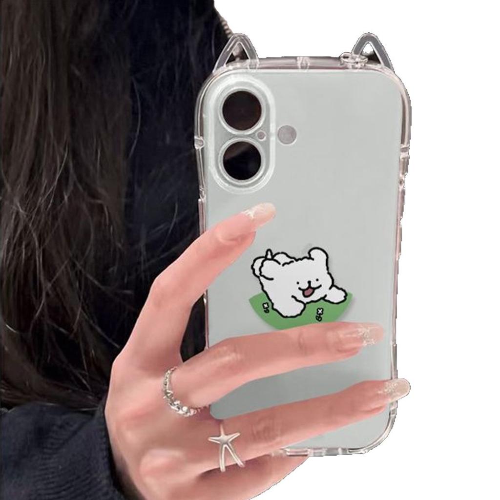 Katzenohren für Apple Handyhülle Neue Handyhülle Damen High-End Transparent Leichter Luxus Schlicht Cartoon Ins