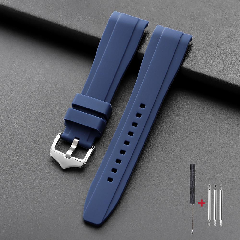 Hochwertiges gebogenes Ende 20mm 22mm Kautschukarmband Silikon Uhrenarmband für Omega Moonswatch Armband für Swatch Wasserdichtes Armband