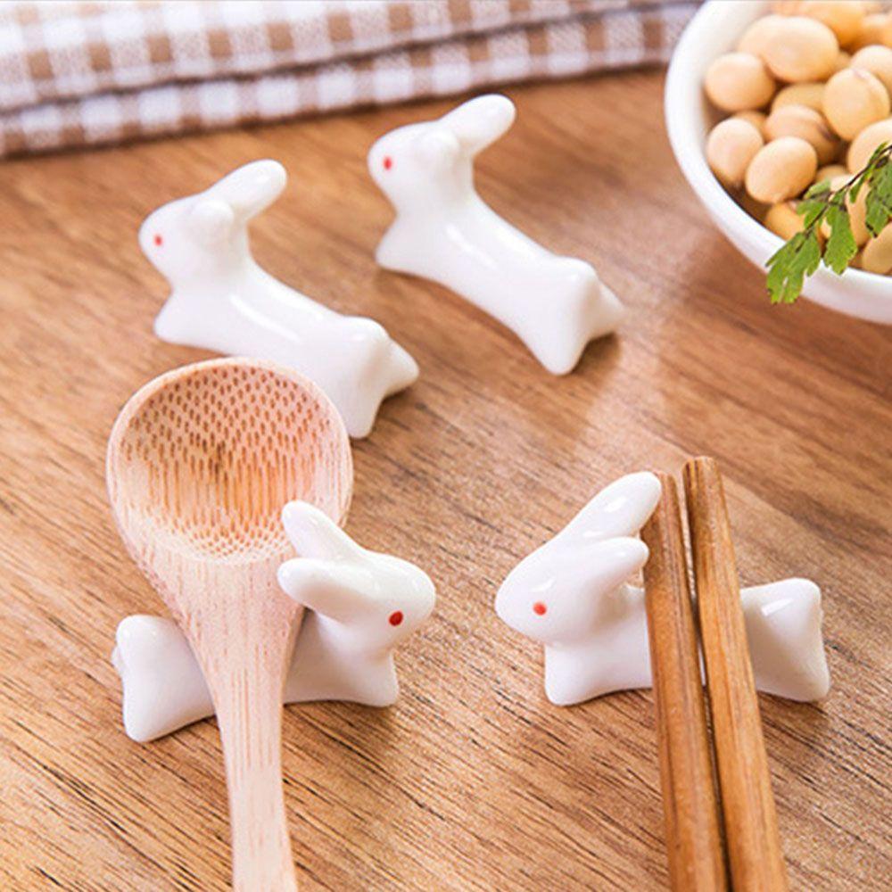 Home Decoration Flatware Porcelain Rest Fork Spoon Chopsticks Chopsticks 2Pcs Rack Ceramic Rabbit