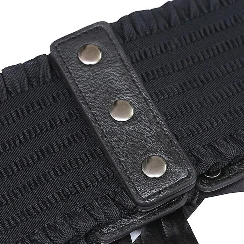 Fashion Gothic Elastic Belts for Woman Sexy Black Pu Leather Wide Corset Belt Female Cinturones Para Mujer Heart Cummerbunds