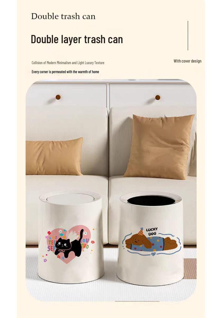 2025 Large Cartoon Paper Trash Can - Cute Design for Bathroom, Living Room, Bedroom