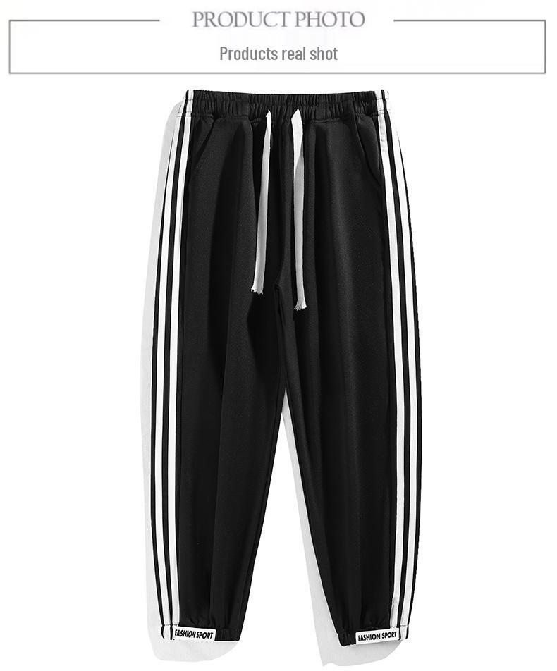 Korean Style Ribbon-Cuffed Harem Sweatpants for Teens - Spring & Autumn Casual Sportswear