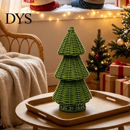 Idee Regalo di Natale Uniche Albero in Rattan Intrecciato a Mano, Ornamento da Tavolo Albero di Natale a Cono, Souvenir Rustici Minimalisti Centrotavola Festivo per Mensola