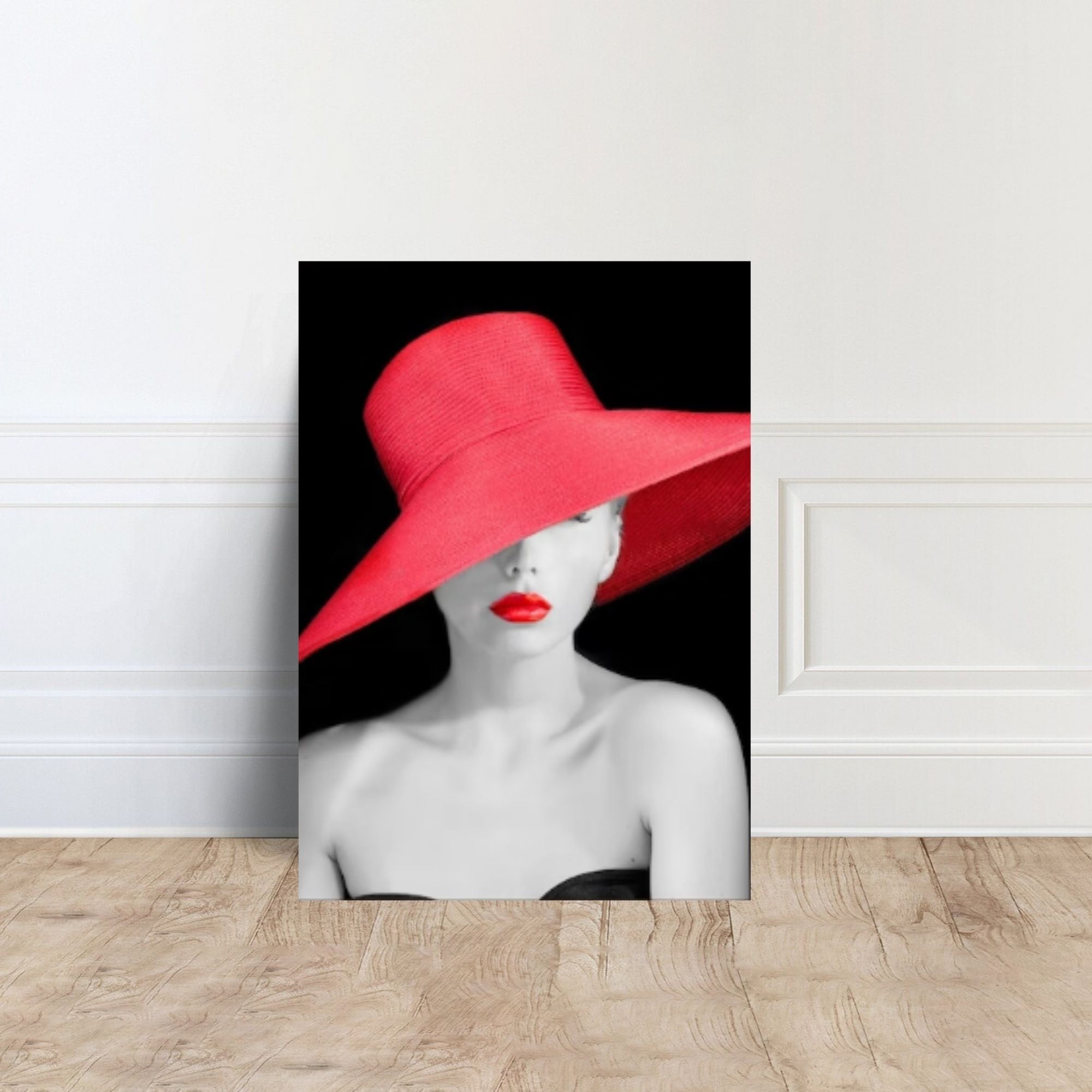 

Woman with Red Hat Canvas, Home Decor Ready To Hang, Wall Art Canvas Design No Frame 21*30cm No Frame