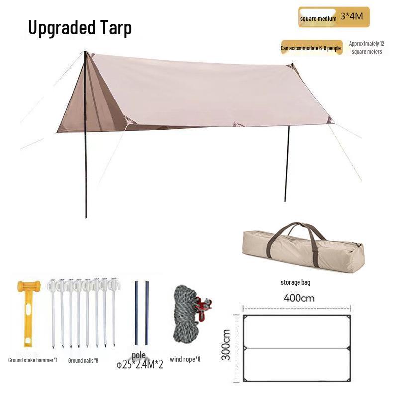 Ultra-Light Silver Coated Outdoor Canopy Tent with Sunshade & Waterproof Sun Protection for Camping, Cooking, and Picnics