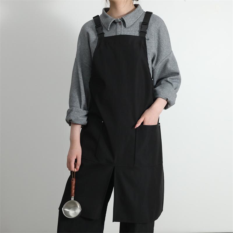 Kuchyňská Kavárna Pracovní Nepromokavá Zástěra s Kapsami a Rozparkem Vpředu pro Ženy a Muže Olejuvzdorná Zástěra pro Baristu Šéfkuchaře Číšníka