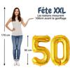 FUNFEST Ballons Anniversaire 50 Ans OR De 100cm – Décoration Anniversaire – Inclus Ballon 50 Ans XL & Paille - Qualité Supérieure