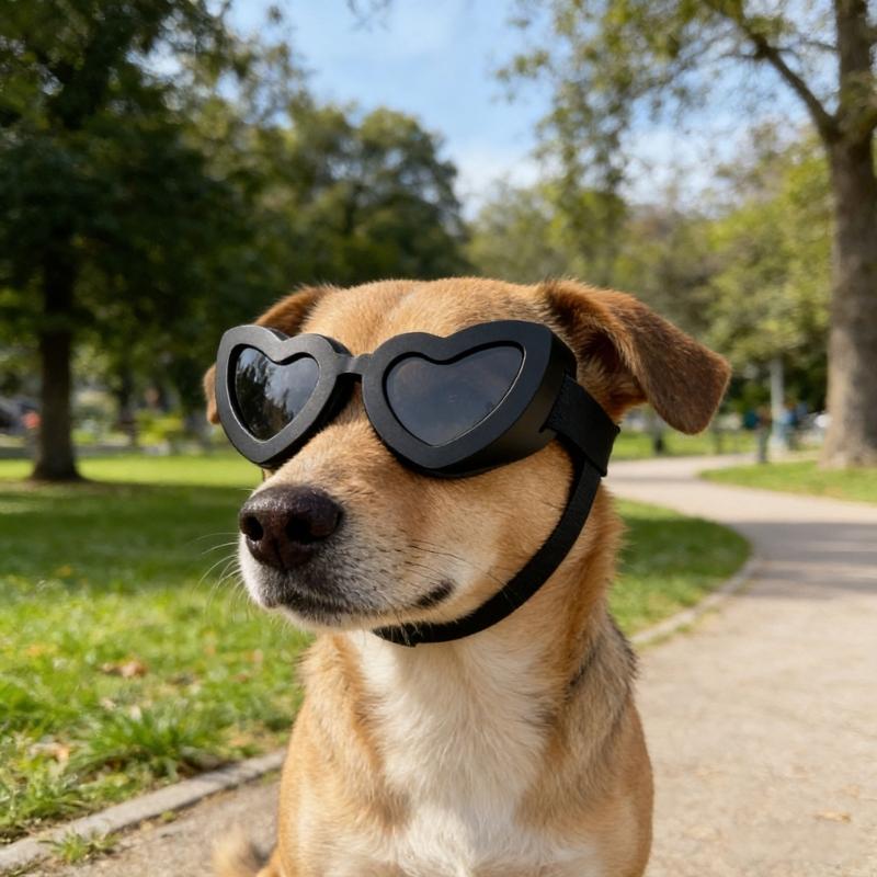 Cute Heart Design Dog Sunglasses PC Lens Wind Sand Dust Proof Protective Eyewears For Pet Walking Running