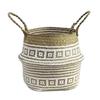 Seagrass Belly Basket Foldable Woven Laundry Basket Handmade Flowerpot Planter Basket with Handle