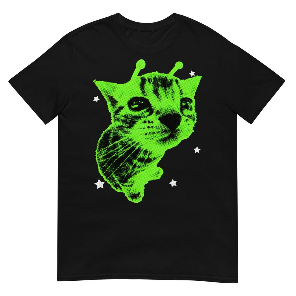 Y2k Alien Cat Meme Retro Silly Cat Vintage Space Kitty Funny TShirt