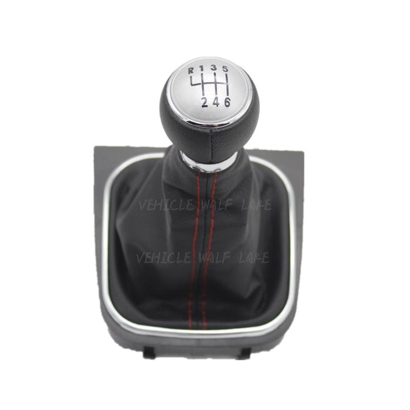 For VW Scirocco 2009 2010 2011 2012 2013 2014 Car-Stying 6 Speed Car Stick Gear Shift Knob With Leather Boot Red Line