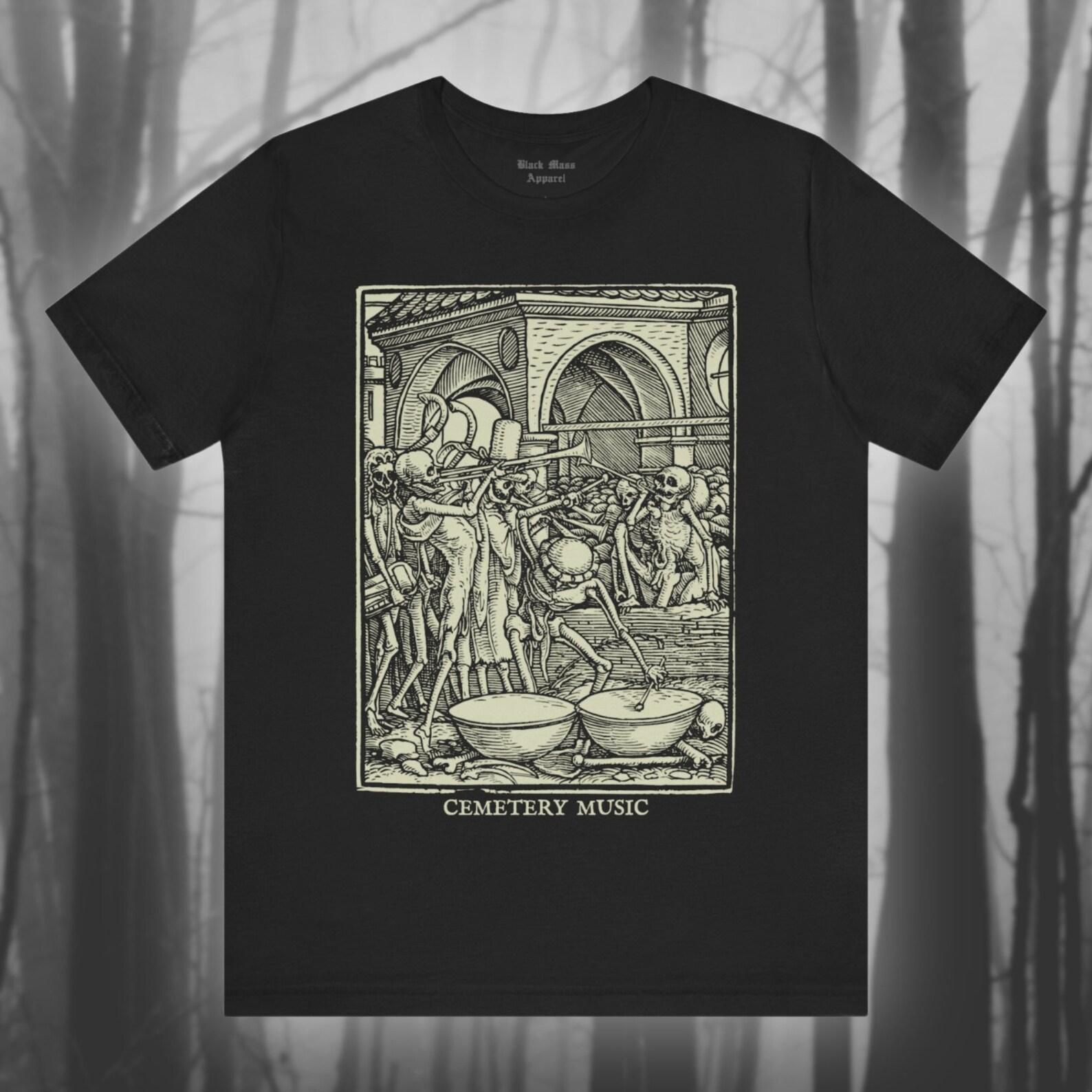 Cemetery Music, Goth T-Shirt, Dance of Death T-Shirt, Gothic Shirt, Memento Mori, Danse Macabre, Vintage Spooky Top Unisex Short Sleeve Tee 2XL