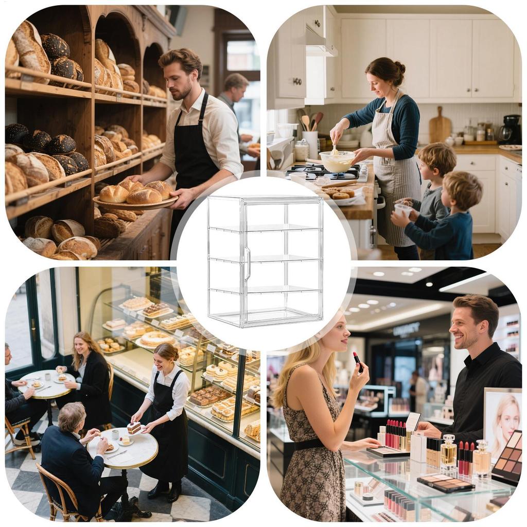 New Bread Box Clear Display Case Bread Storage Box 4 Layers Acrylic Storage Organizer Holder For Homemade Bread Tall Bread Saver