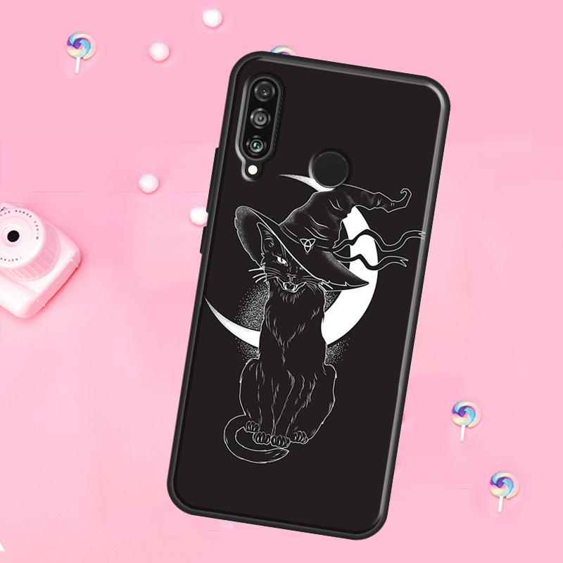 

Witch Cat For Huawei Nova Y90 Y70 Y60 Y91 Y61 Y73 Y72 12s 12i 11i 8i 9 10 SE P40 Lite P60 P30 Pro Case Huawei Nova Y73