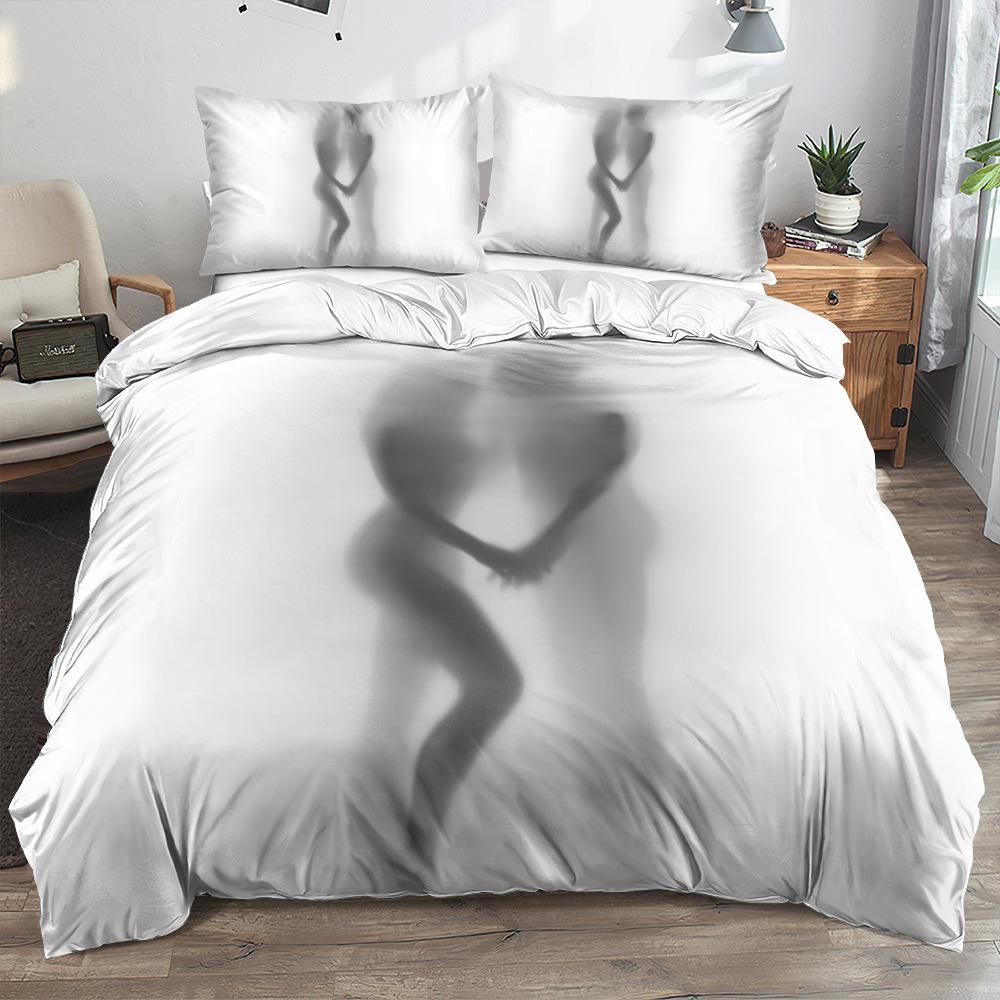 3D Creative Romantic and Beautiful Bedding Couple Down Duvet Cover Pillowcase 2/3pc King Queen Bed Cover Set Home Textile Gift