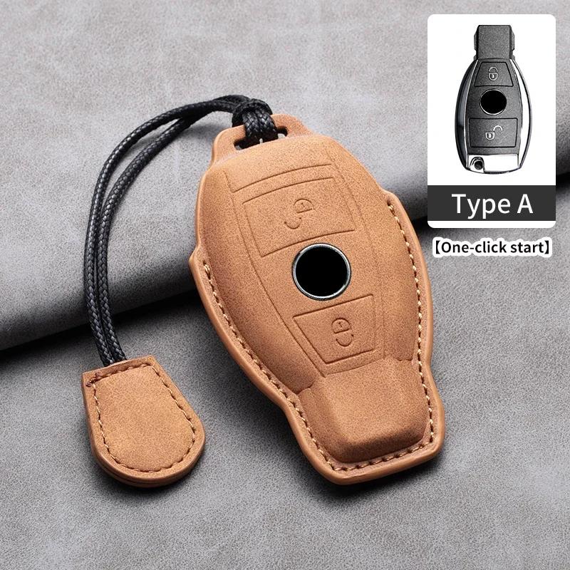 Leather Car Remote Key Case Cover Shell for Mercedes Benz A B C E Class CLS CLA GLS GLA GLK GLC AMG W176 W204 W205 W212 W463