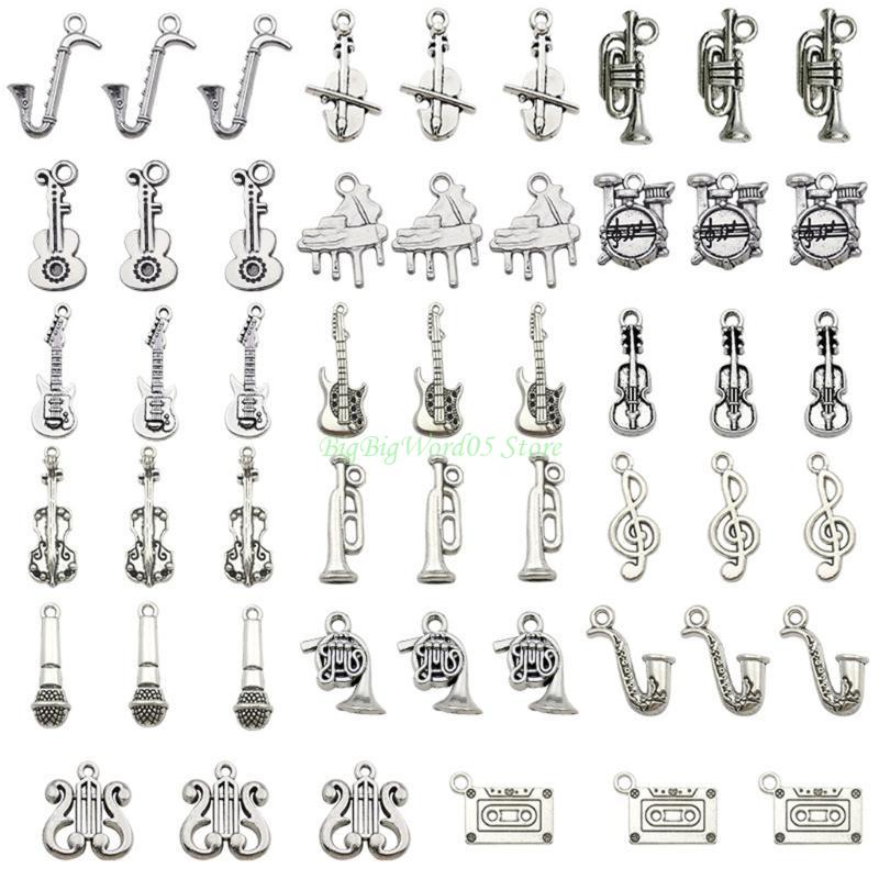 24TE 51 Pcs Violin Charm Musical Instrument Pendant Music Charm for Jewelry Making