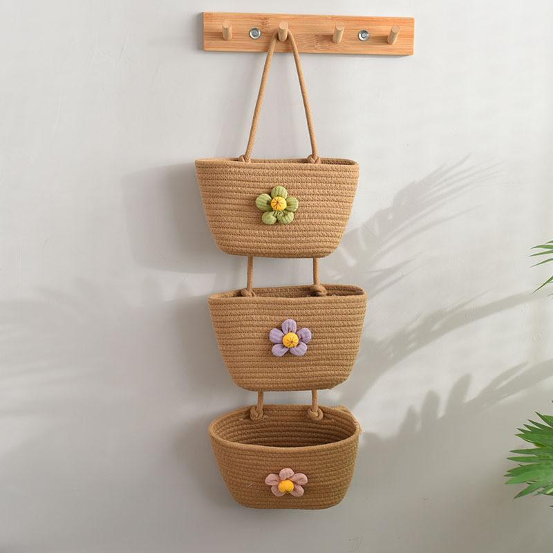Multipurpose Foldable Cotton Hanging Basket For Bedroom Organizing