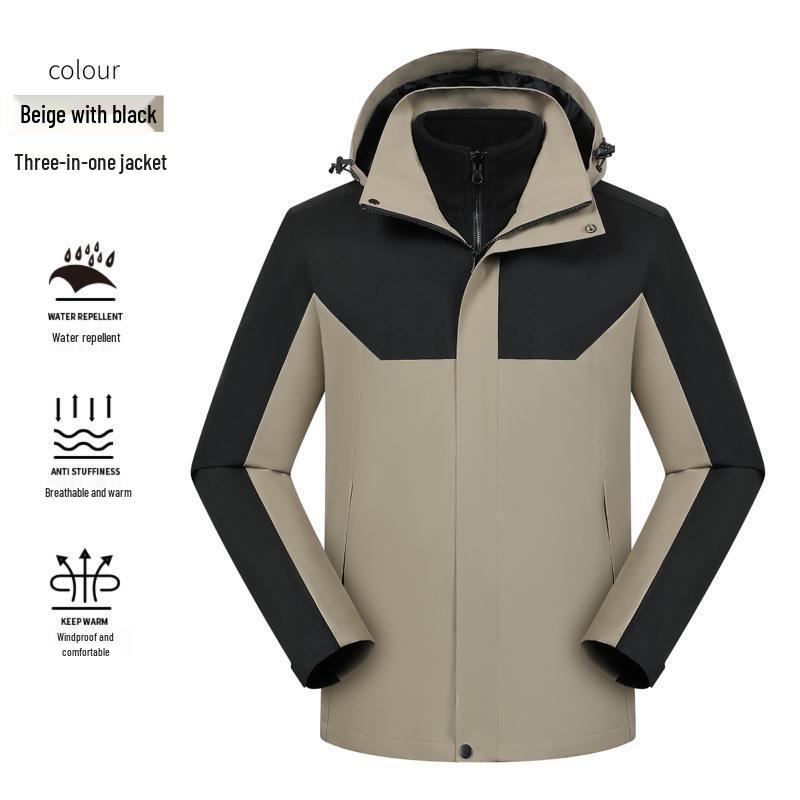 Thickened 3-in-1 Workwear Mountaineering Jacket with Custom Embroidery Logo for Winter 4S Shop Enterprise Culture.