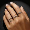Eco-friendly Gold and Blue Diamond Stackable Ring Set - European & American Style Women's Five-Piece Jewelry Collection