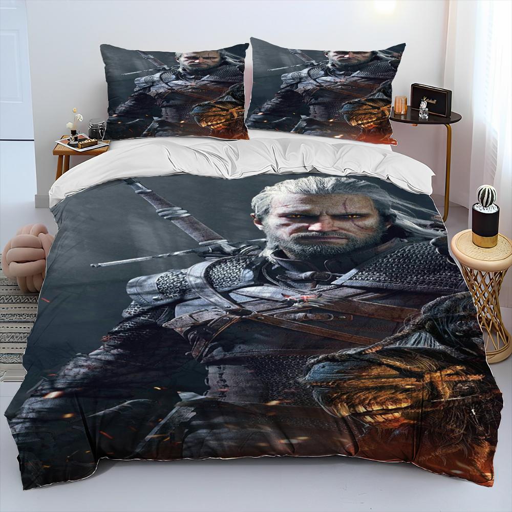 3D The W-Witcher Game Gamer cartoon Comforter Bedding Set,Duvet Cover Bed Set Quilt Cover Pillowcase,king Queen Size Bedding Set
