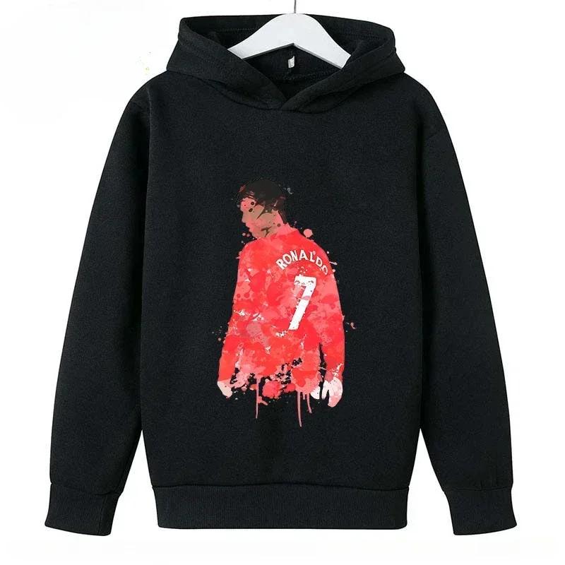Spring Autumn Casual Children's Hoodie Sports Sweatshirt for Boys and Girls Ronaldo Printed Fashion Kids Pullover Top