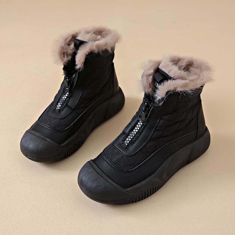 Winter velvet high-top shoes children's new outdoor casual short boots leather boots children's versatile warm cotton shoes women