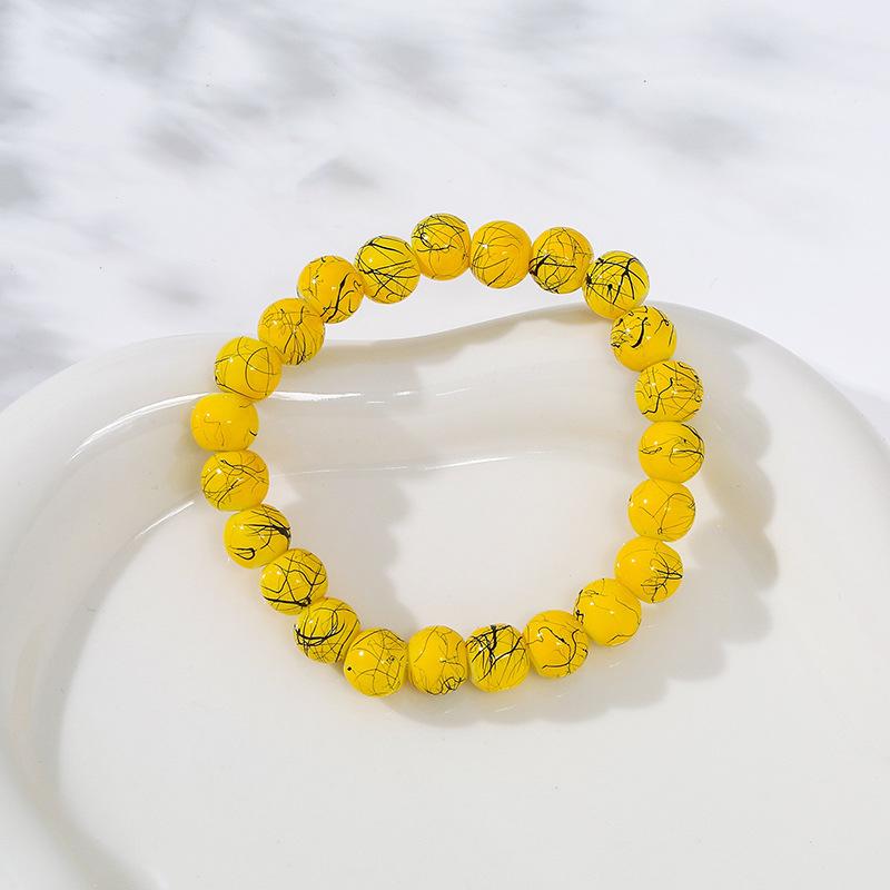 Bracelet à perles couronne en pierre volcanique mode européenne et américaine: Bijoux de main colorés de yoga bouddhiste