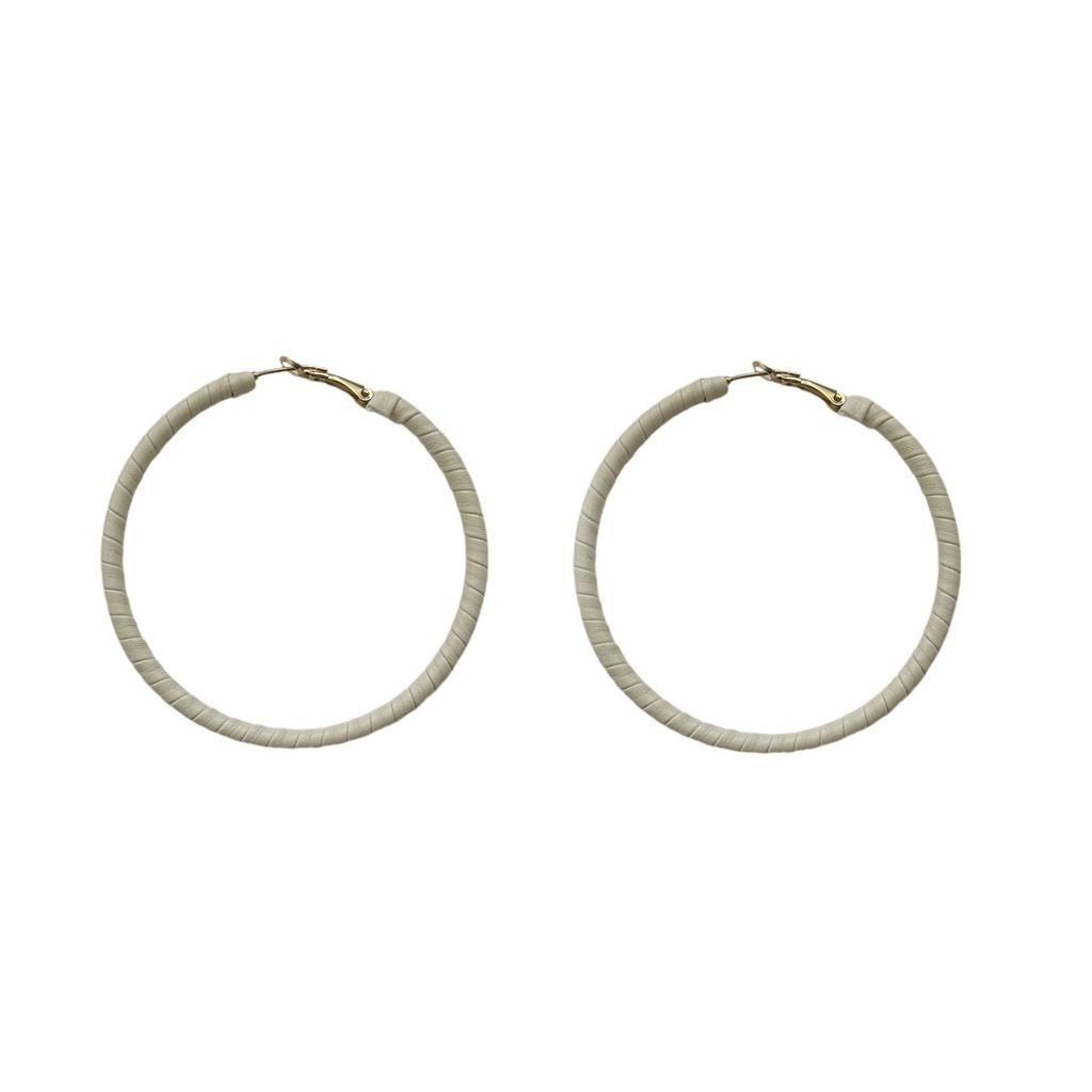 Vintage Leather Wrapped Earrings, Geometric Round Earrings, Fashionable And Simple, Versatile Earrings, Niche Design, Earrings, Women