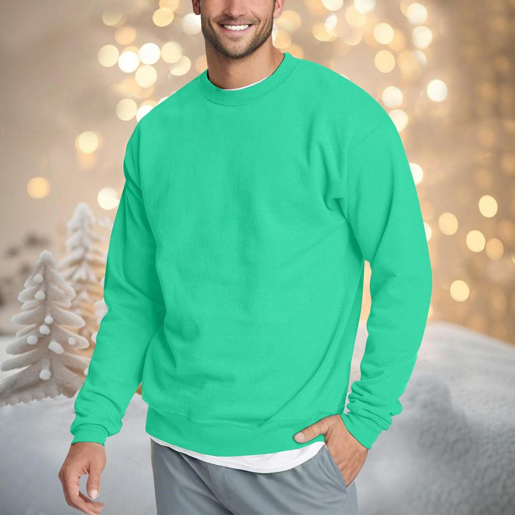 Herren Lässige Mode Bequem Farbe Rundhals Pullover Sweatshirt Sweatshirt