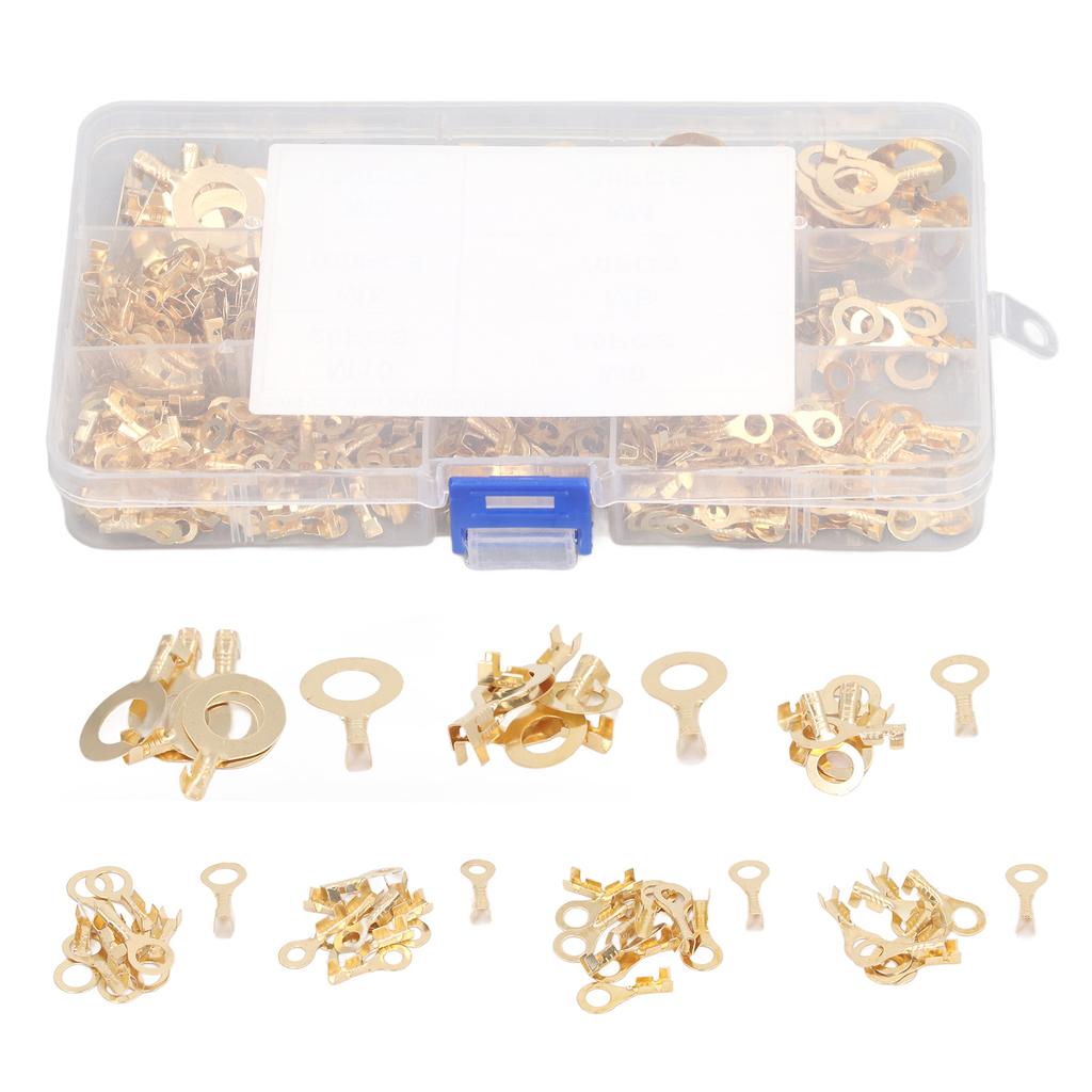 540Pcs Conector terminal inelar din alamă aurie M3 M4 M5 M6 M8 M10 în formă de O pentru sârmă