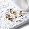 10pcs/lot Gold Color Stainless Steel Heart Drops Round Hole Ear Studs With Earring Plug For DIY Jewelry Making Accessories