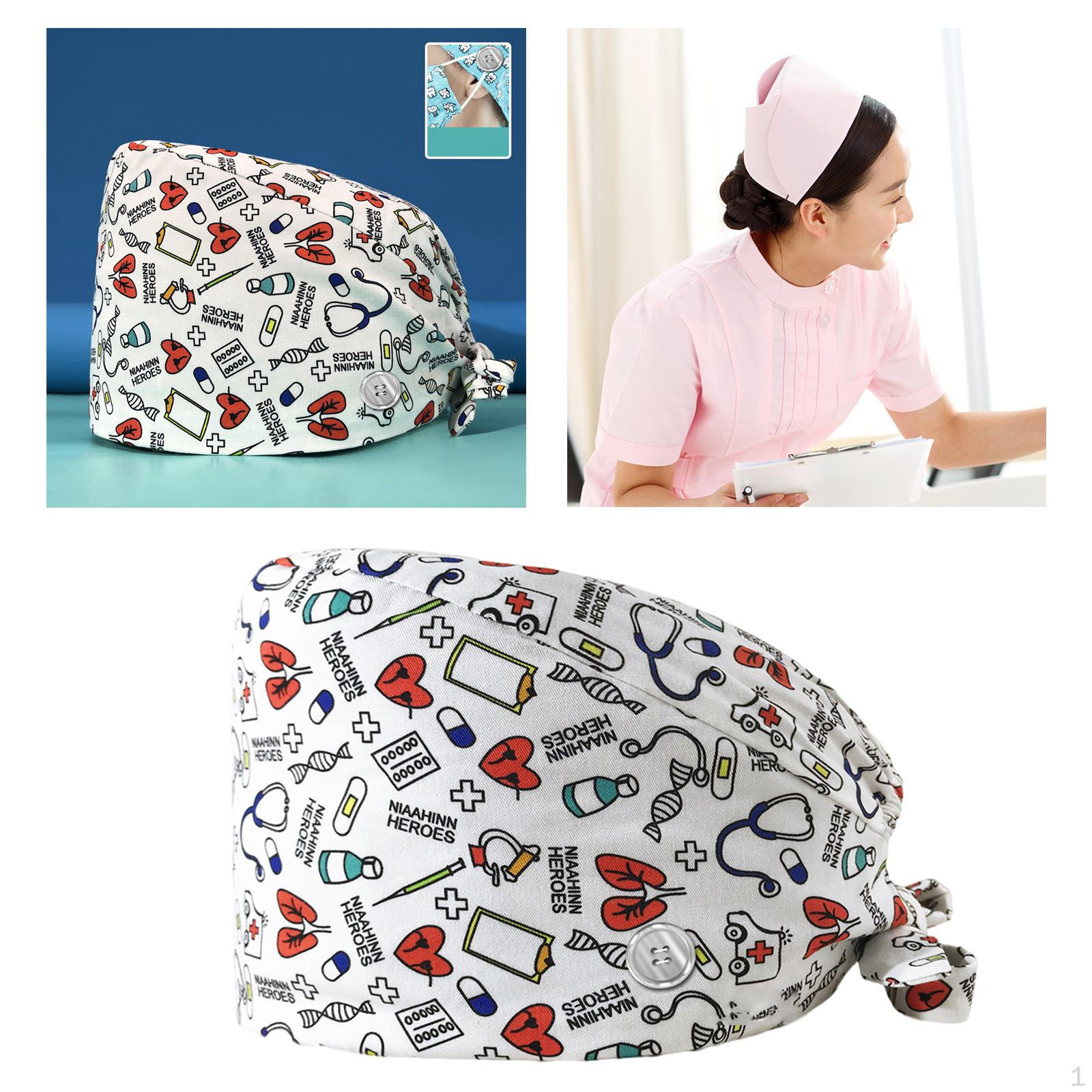 

Шапочки для хірургії з принтом лікаря, об ємні шапочки, захисні чохли для салону краси, спа, хемотерапії, перукарні white