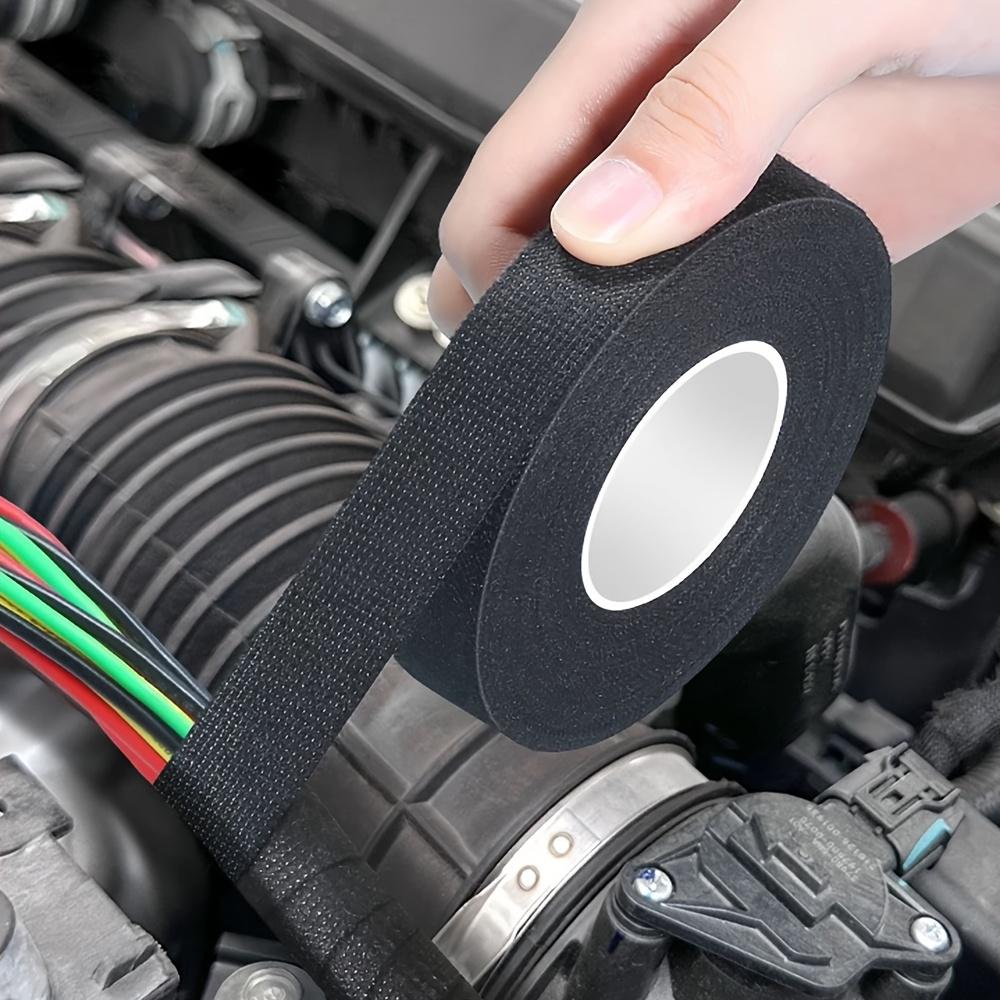 1 Roll Heat-Resistant Self-Adhesive Hook-and-Loop Fastener Tape for Car Wire Harness Organization Protection No Power Needed Black Adhesive