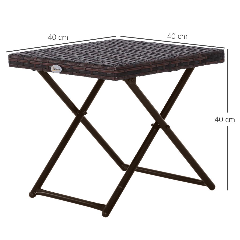 Side Table Made of Poly Rattan, Foldable, Coffee Table, Tray Balcony Table, Garden Table, Sofa Table, Tea Table, Garden Furniture