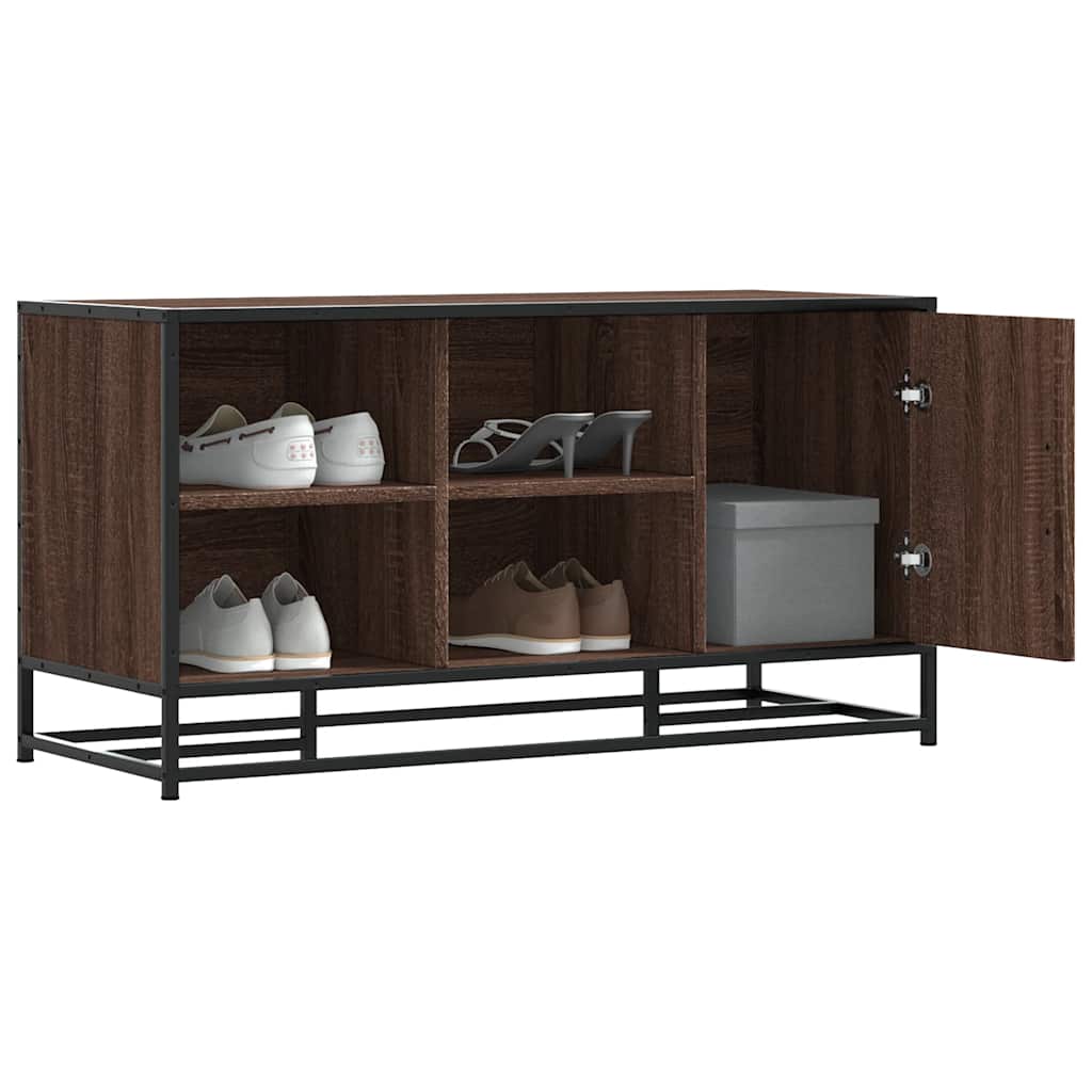 Shoe Bench Brown Oak Effect 100x40x53.5 cm Engineered Wood & Metal