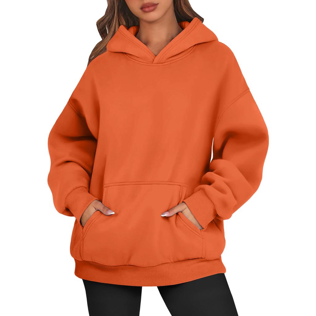 Women's Oversized Long Sleeve Crewneck Sweatshirt Casual Loose-Fitting Drawstring