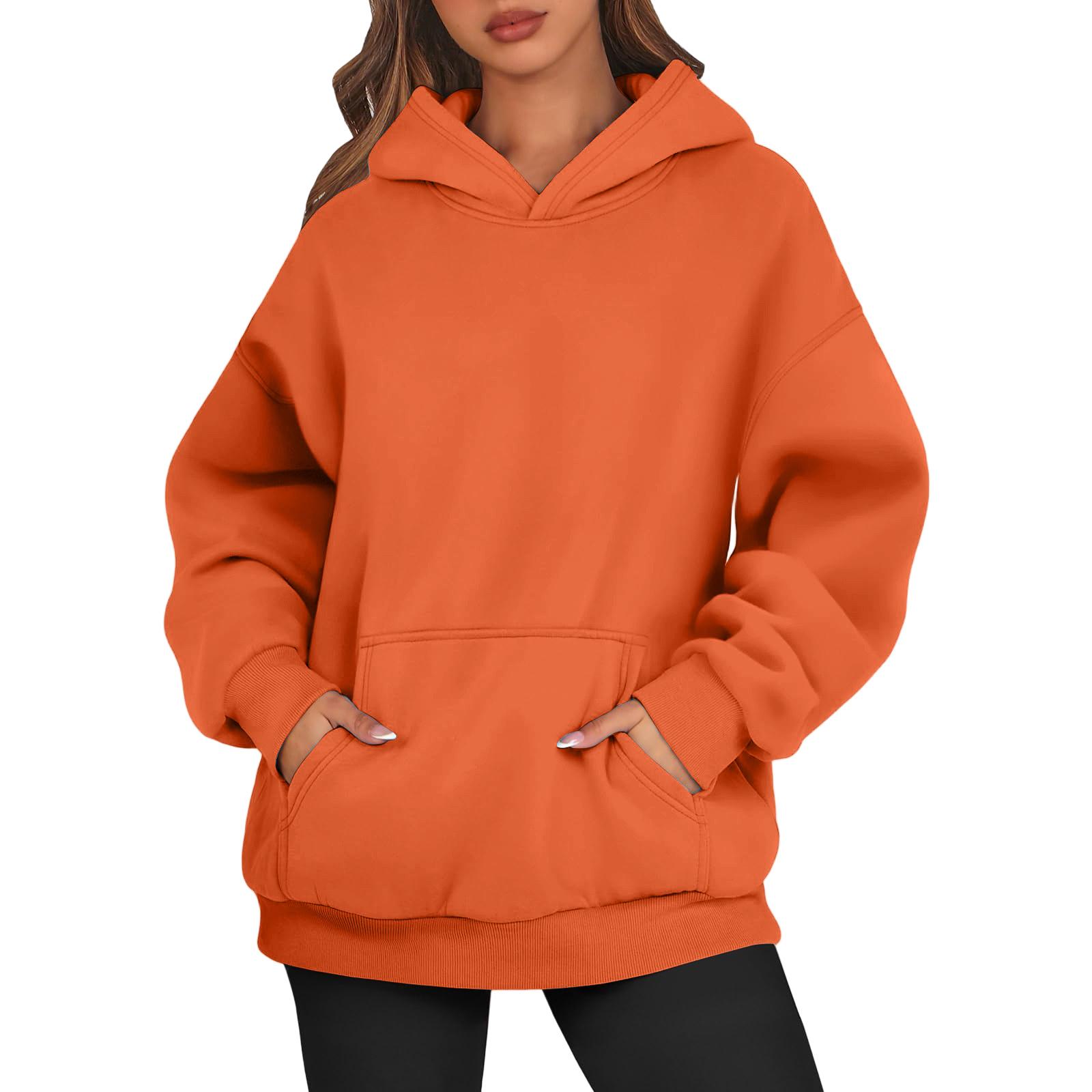 

Женский свободный свитшот с круглым вырезом и длинными рукавами, повседневный свободный крой на шнурке XXL оранжевый