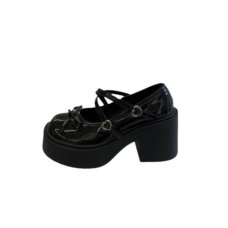 Butterfly Knot Thick High-heeled Small Leather Shoes for Women 2024 New Japanese JK Versatile Mary Jane Single Shoes