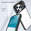 For iPhone 16 Pro Case TPU+PC Clear Phone Cover with CD-Veins Camera Lens Sliding Lid