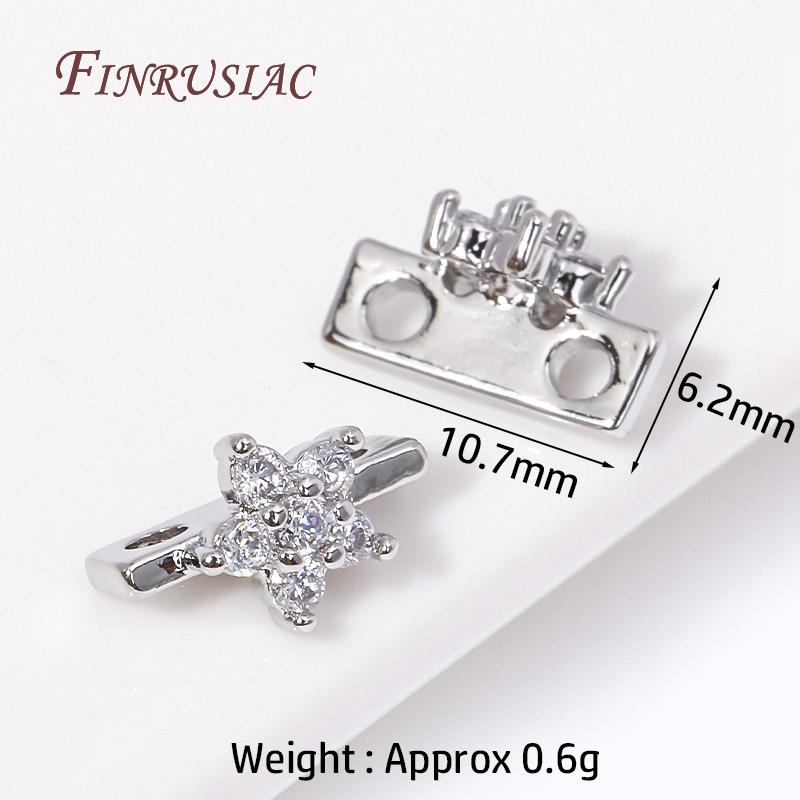 18K Gold Plated Inlaid Zircon Flower Shape Connector 2/3 Hole Spacer Accessories Separators For DIY Strands Beading Jewelry